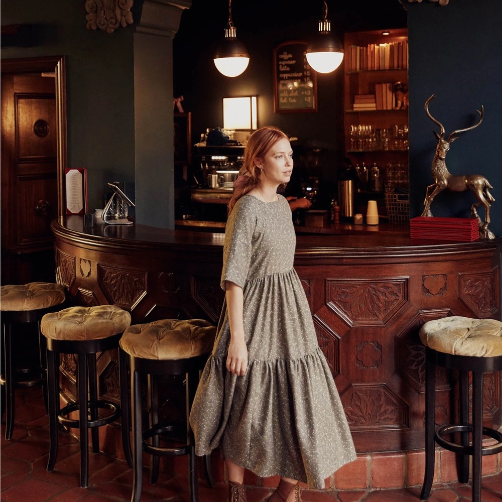 Christy Dawn The Theo Dress Petites in Sage Floral